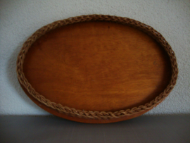 Vintage dienblad - hout - ovaal - VERKOCHT