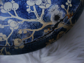 Trommel Baret Ware Engeland - blauw/wit bloemetjes - VERKOCHT