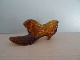 Vintage glazen schoentje - amber - VERKOCHT