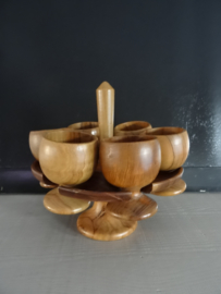 Houten standaard - eierdopjes - hout - VERKOCHT