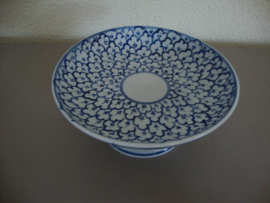 Schaal blauw/wit op voet - VERKOCHT