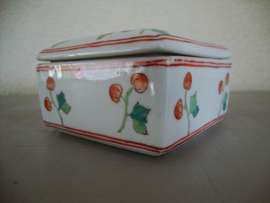 Porseleinen schaaltje - vierkant - vogel - VERKOCHT