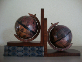 Vintage boekensteunen wereldbol - globe - VERKOCHT