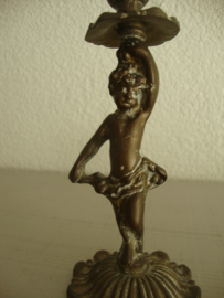 Koperen kandelaar putti - VERKOCHT