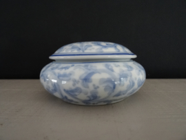 Dekselpotje - blauw/wit - rond