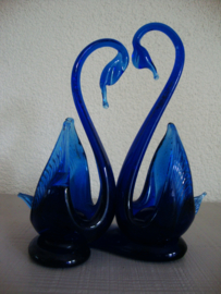Zwaan zwanen blauw glas - VERKOCHT