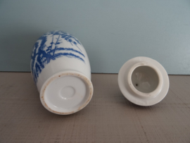 Dekselpotje bloesem - blauw/wit - VERKOCHT
