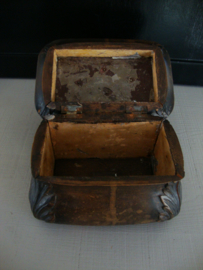 Antiek theekistje - hout - schildpad - zilver - VERKOCHT