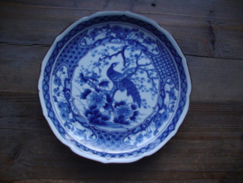 Bord pauw blauw/wit - VERKOCHT