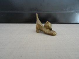 Miniatuur beeldje poes - kat - letterbakfiguurtje - koper - VERKOCHT