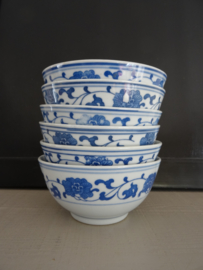 Rijstkommen - Chinees - blauw/wit - bloemenrand - VERKOCHT
