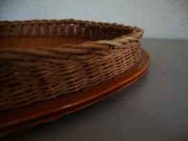 Vintage dienblad - hout - ovaal - VERKOCHT