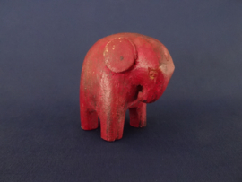 Vintage houten olifantje - olifant - rood - hout