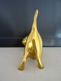 Beeldje poes - kat - koper of messing - VERKOCHT