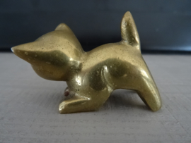 Koperen beeldje poes - kat - vintage - VERKOCHT