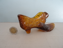 Vintage glazen schoentje - amber - VERKOCHT