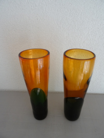 Set glazen vazen - oranje/groen - VERKOCHT