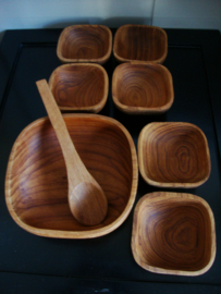 Set teak houten schaaltjes met lepel - Thailand - VERKOCHT