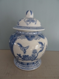 Kleine dekselpot Chinees - blauw/wit - vogels - VERKOCHT