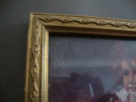 Brocante schilderijtje met drie meisjes - VERKOCHT