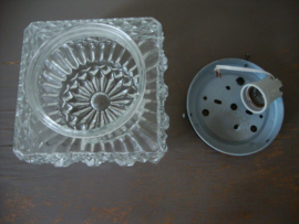 Vintage glazen plafonniere - glas - vierkant - VERKOCHT