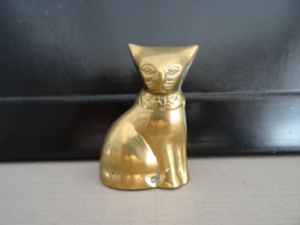 Beeldje poes kat - koper - dubbelzijdig - VERKOCHT