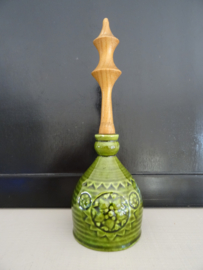 Tafelbel - groen aardewerk met hout - VERKOCHT