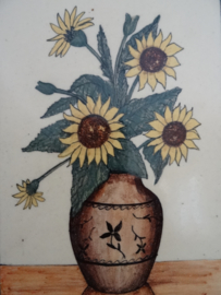 Tegel - wandtegel - zonnebloemen - Mosa Holland - VERKOCHT