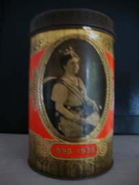 Oud blik / trommel Wilhelmina 1898-1938 - VERKOCHT