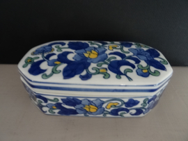 Schaaltje - Dekselschaaltje - blauw/wit/geel - VERKOCHT
