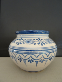 Bloempotje blauw/wit - VERKOCHT