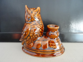Kandelaar - vintage - uil - keramiek - VERKOCHT