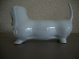 Vintage beeld teckel - wit - VERKOCHT