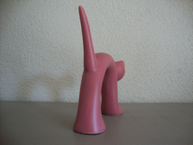 Vintage beeldje poes kat - aardewerk - roze - VERKOCHT