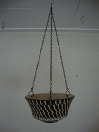 Hangpot zwart/wit vintage - VERKOCHT
