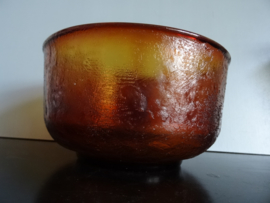 Vintage schaal - glas - oker - VERKOCHT