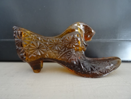 Vintage glazen schoentje - amber - VERKOCHT