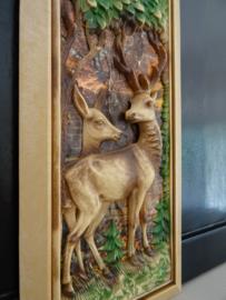 Vintage schilderijtje hertjes - kunststof - Germany - VERKOCHT
