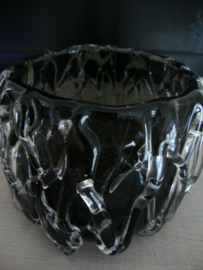 Waxinelichthouder glas - zwart met helder glas - VERKOCHT