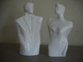 Vintage beeldjes man vrouw wit - jaren 80 - VERKOCHT