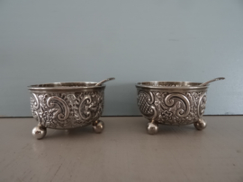 Vintage peper- en zoutstel - verzilverd - met losse lepels - VERKOCHT