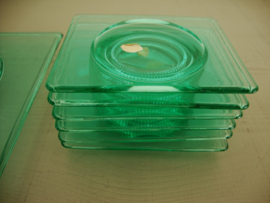 Vintage glazen schaaltjes - bonbonschaaltjes - groen glas - VERKOCHT
