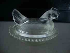 Deksel schaaltje kip - glas - VERKOCHT
