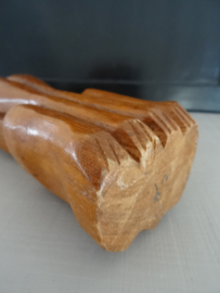 Houten beeld poes kat - vintage - VERKOCHT