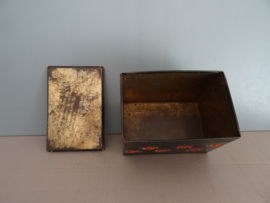 Trommel / blik zwart - rode roosjes - vintage - VERKOCHT