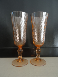 Vintage glazen - zalm -  Luminarc France - VERKOCHT