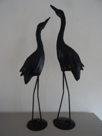Set grote metalen vogels - kraanvogels - vintage - VERKOCHT