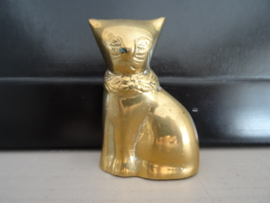 Beeldje poes kat - koper - dubbelzijdig - VERKOCHT