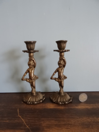 Kandelaren engeltjes - putti's - koper of messing - VERKOCHT