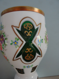 Glas Uberfang - overlay glas - Boheems - groen - VERKOCHT